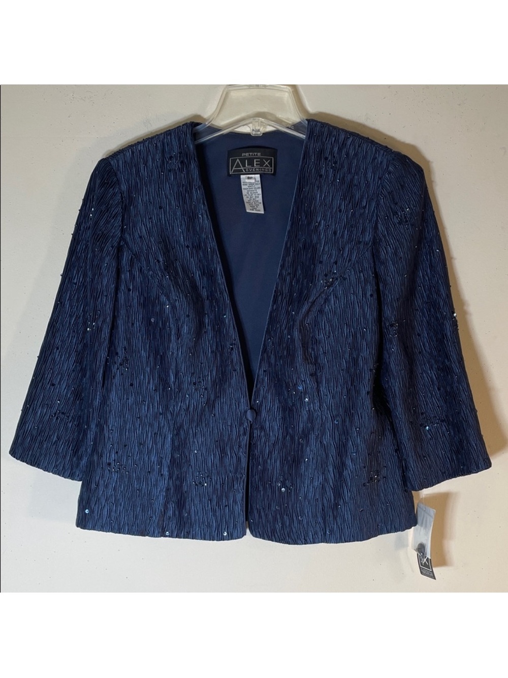 Alex Evenings Textured Beaded Sequined 3/4 Sleeve Jacket. 8P. NWT.  $188!
